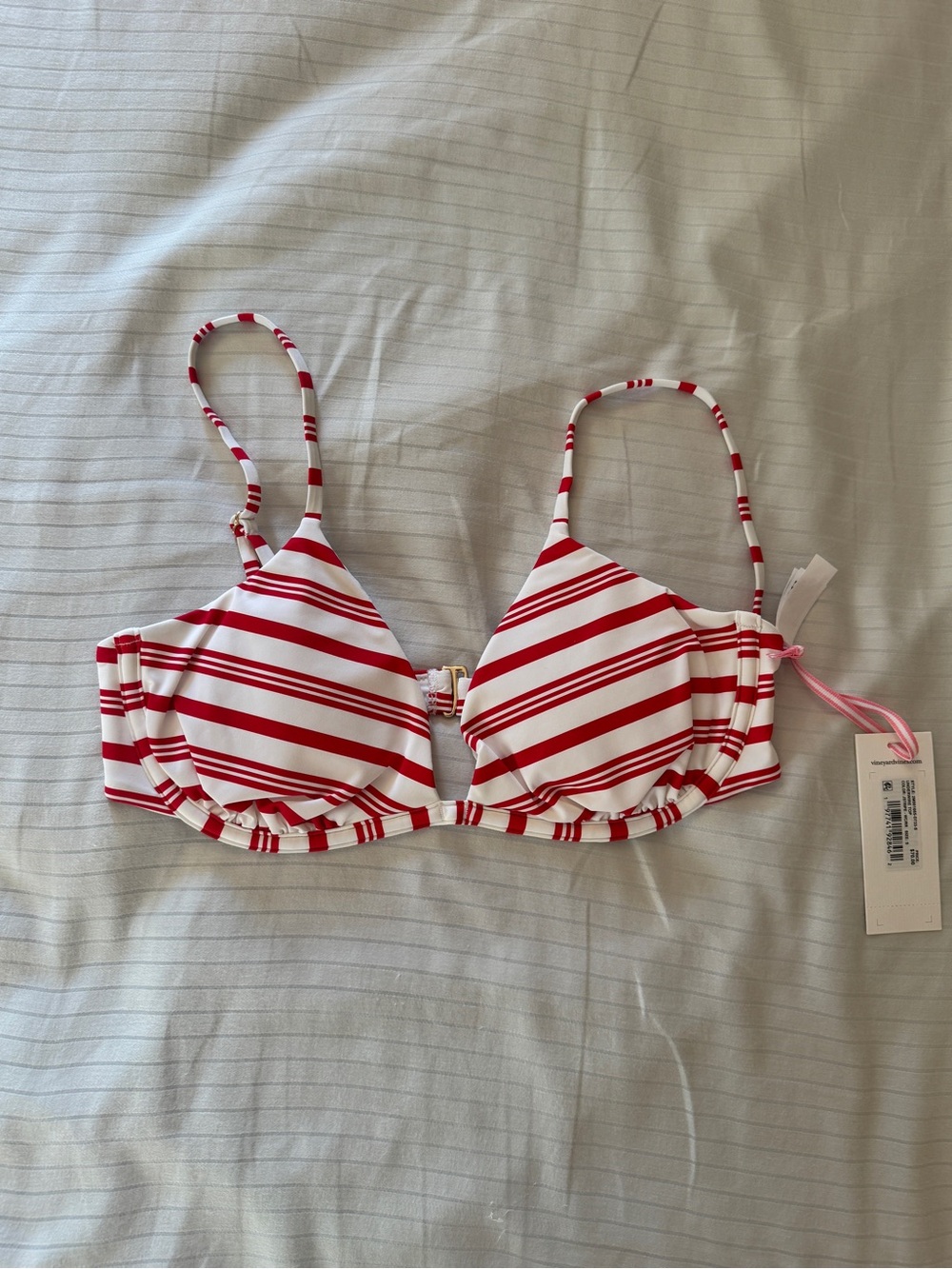 NWT Vineyard Vines Red and White Striped Bikini Top